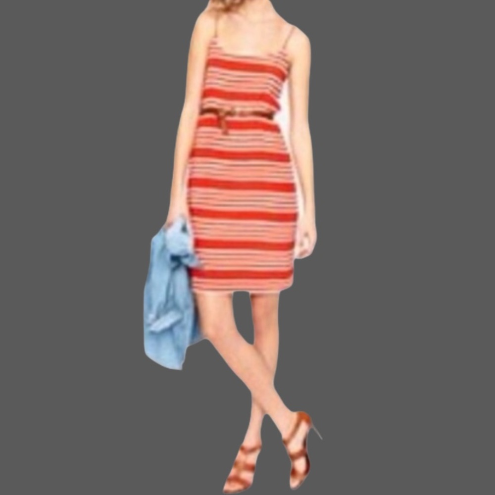 J. Crew Silk Orange Stripe Dress- Size 4